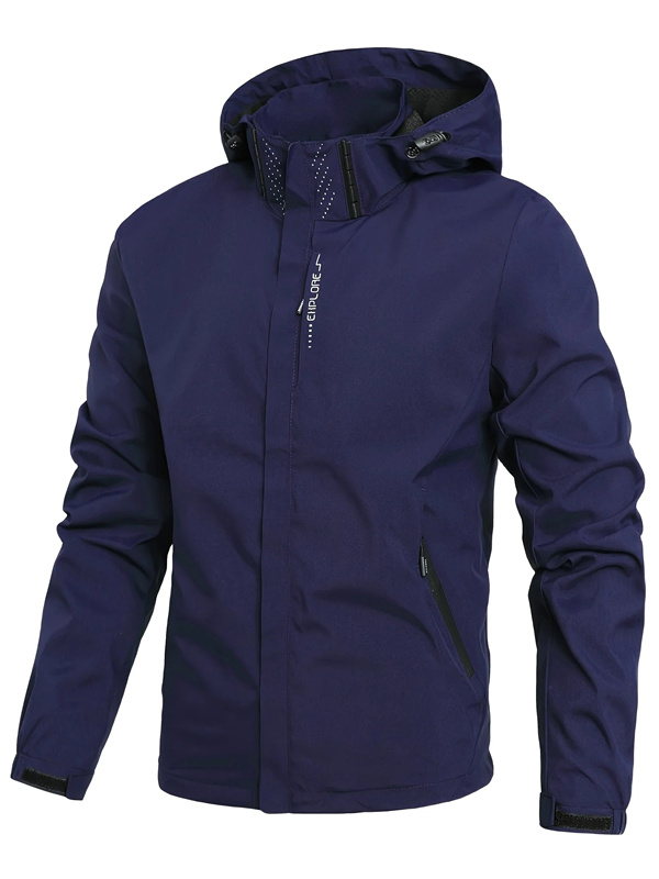Mens Waterproof Windproof Hiking Rain Jacket with Hood