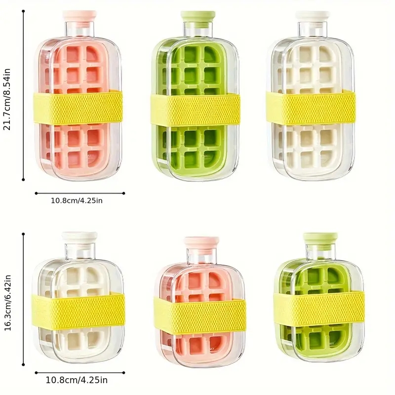 Silicone Ice Cube Tray with Lid, No Spill No Touch Design, Straws Cable Tie Mold for Freezer