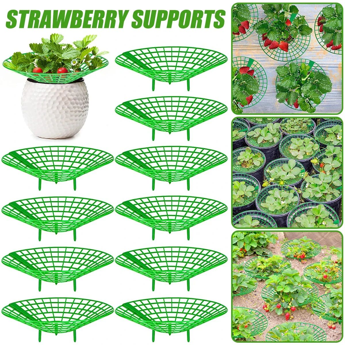 Plant Support Racks for Strawberries & Melons – 10-Piece 3-Legged Garden Support Frames