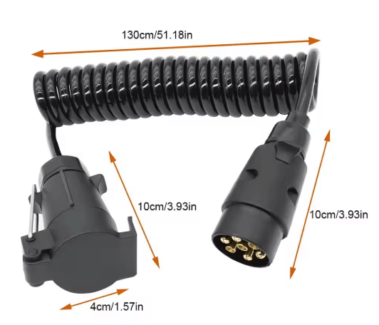 7 Pin Trailer Adapter Heavy Duty European Standard Plug with 1.3m Copper Wiring Harness