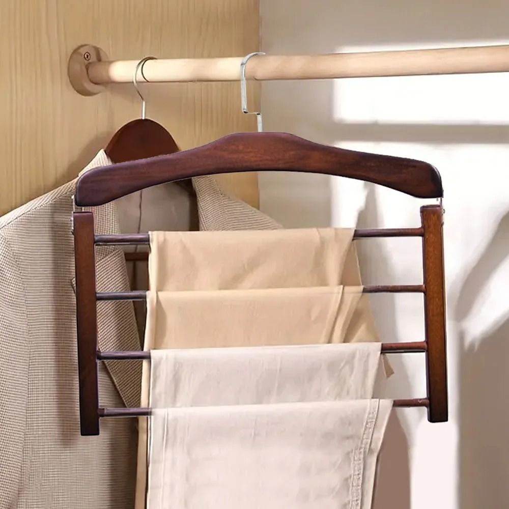 Solid Wood Clothes Drying Rack Multi Function Wooden Wardrobe Storage Rack