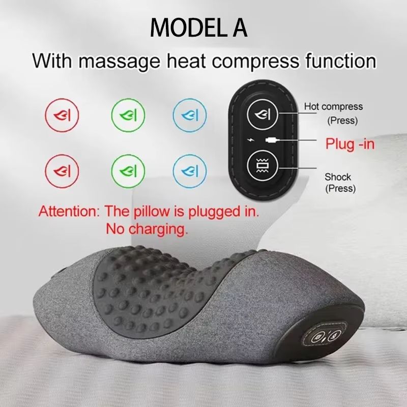 Electric Neck Massager Pillow with Heat Cervical Traction Shoulder Relief Cushion