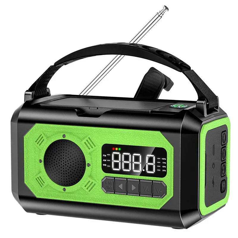 Solar Hand Crank Emergency Weather Radio with Dual Solar Panels and LED Reading Lamp