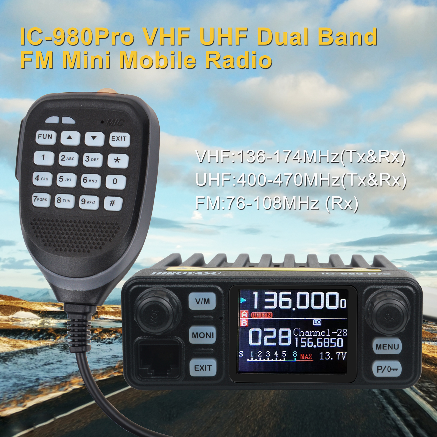 Dual Band Walkie Talkie UHF VHF Mini Radio with AI Noise Reduction
