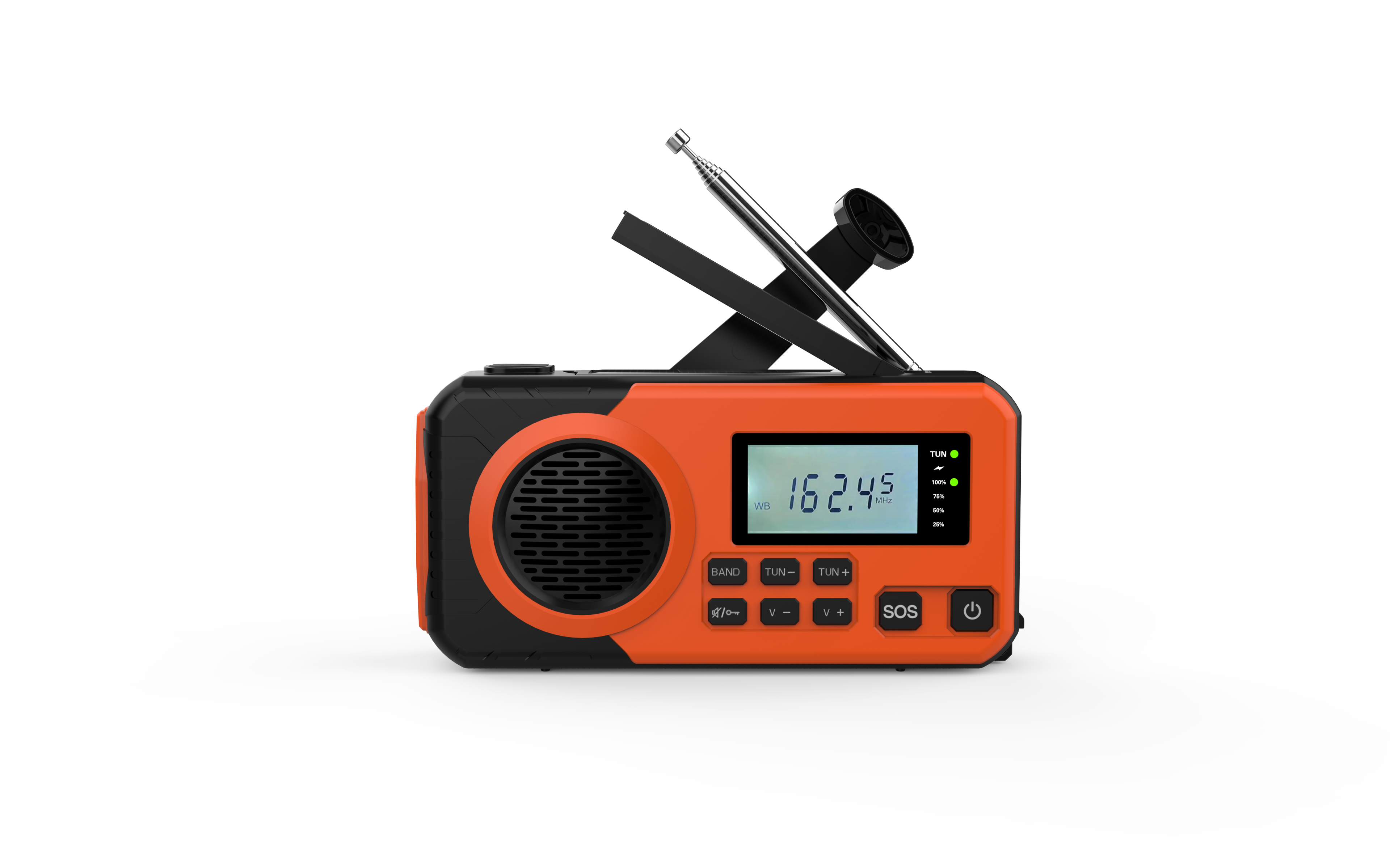 Emergency Weather Radio with Hand Crank, Solar Powered Radio and Phone Charger