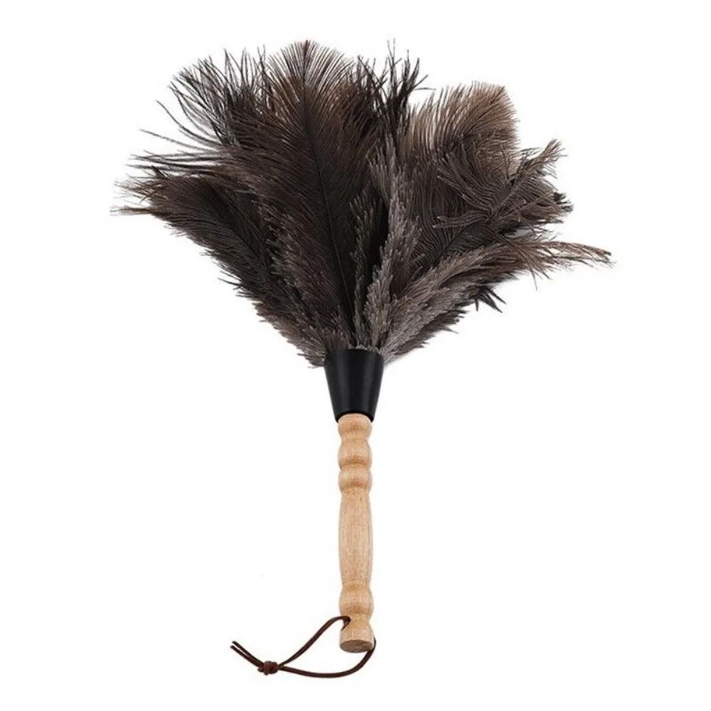 Natural Ostrich Feather Duster – Soft Dust Removal Brush with Wooden Handle