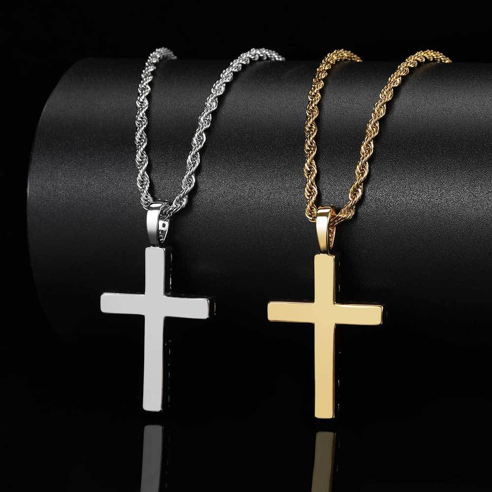 Durable Twisted Rope Cross Necklace and Bracelet Set Stainless Steel Jewelry Simple Casual Style Gift