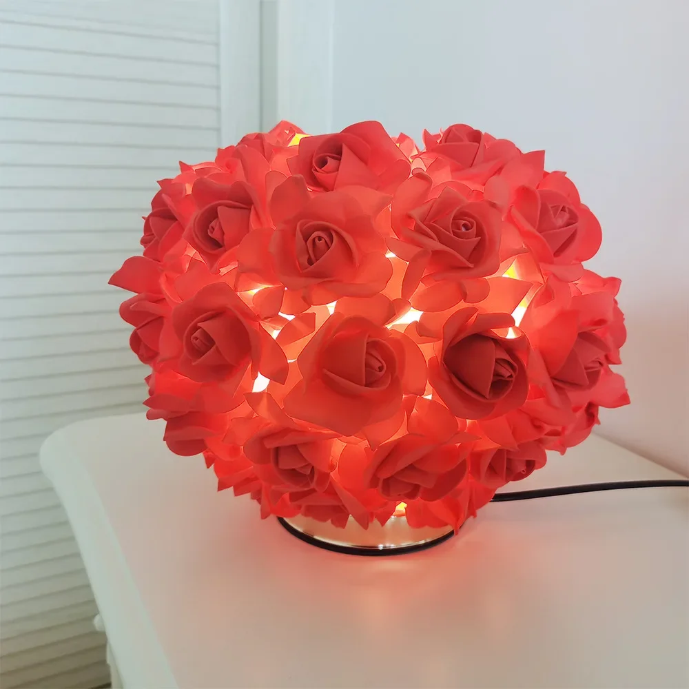Creative Country Rose Gold Plate Romantic Lamp, Perfect Wedding Gift, Princess Girl Bedroom, Valentine's Day
