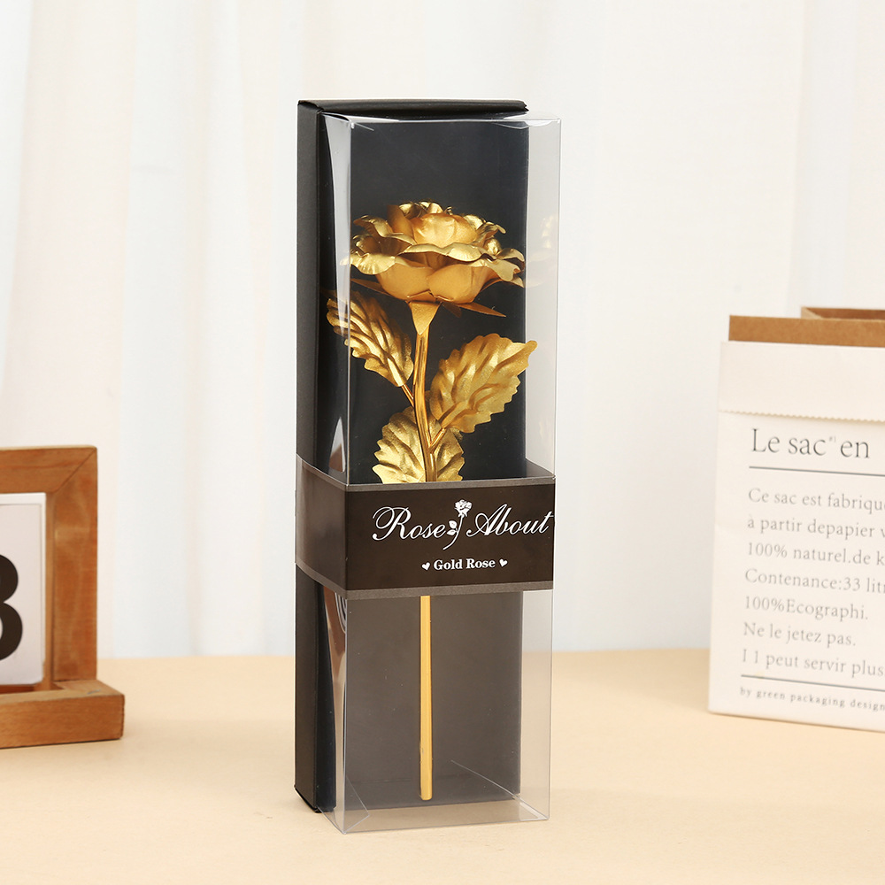 Colorful Gold Foil Plated Rose Artificial Flowers, Valentine's Day Gift, Wedding Party, Home Decoration, Fake Flowers