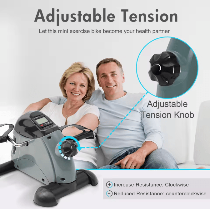 Motorized Mini Under Desk Pedal Exerciser Bike with LCD Display for Leg, Arm, and Knee Workout