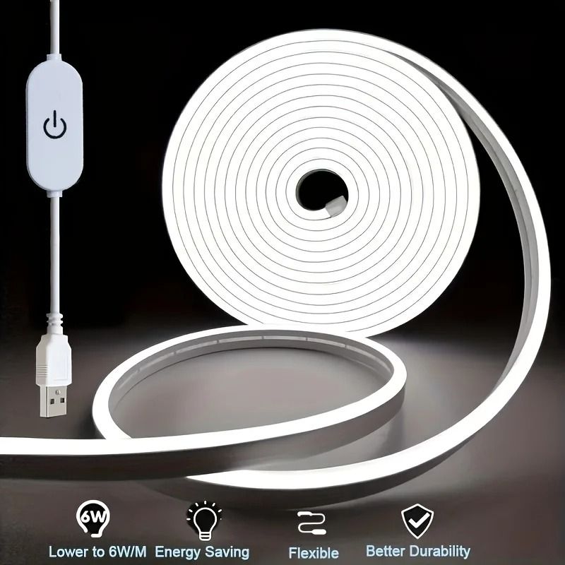 Dimmable Silicone Neon LED Strip Light with Touch Switch