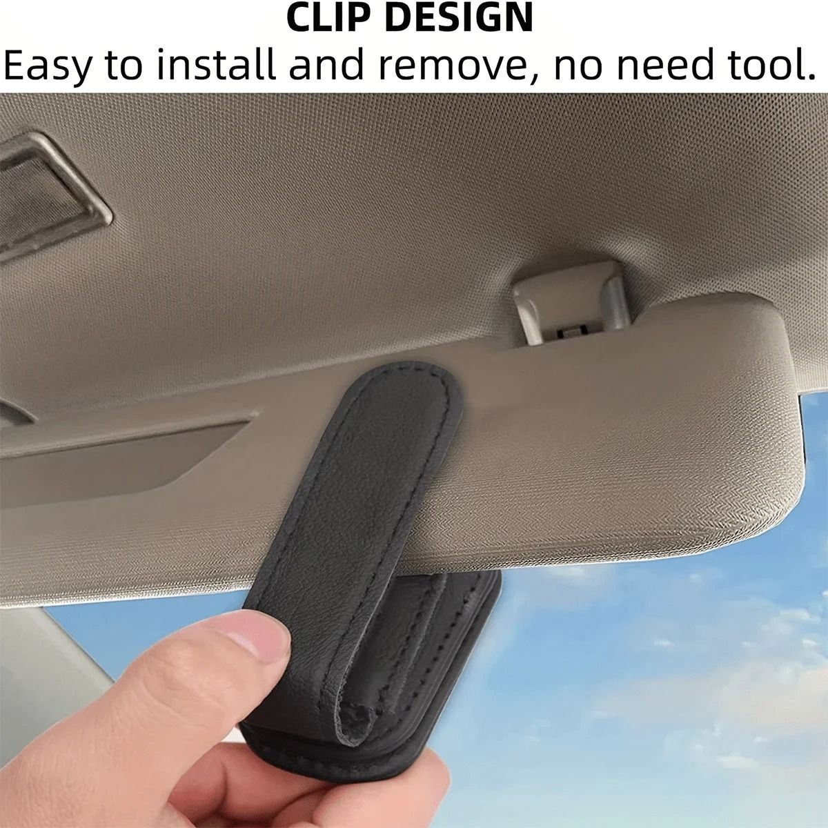 Magnetic Leather Sunglasses Clip for Car Visor