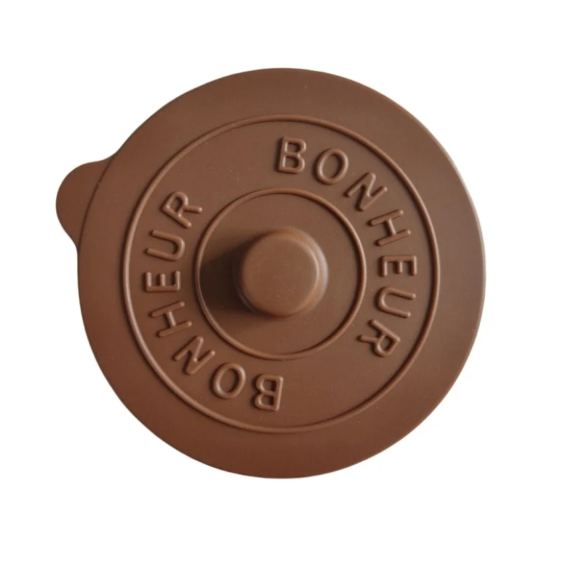 Round Creative Water Cup Lid, Simple Silicone Rubber Cover with Concave Embossed Letters, Leak-Proof