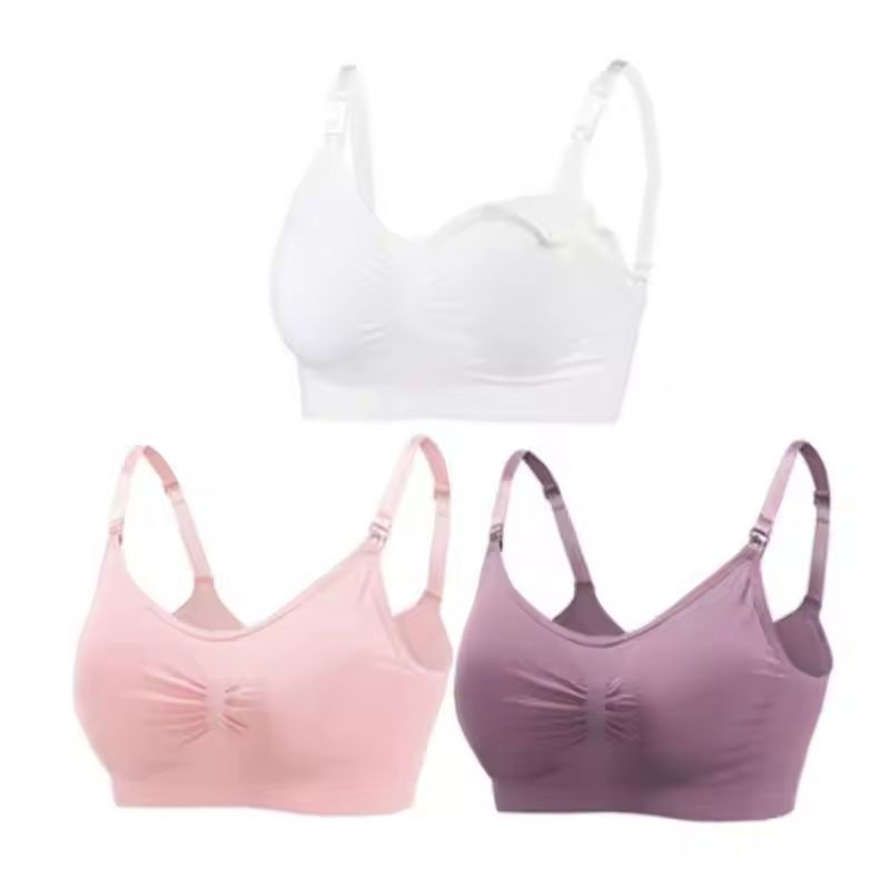 3pcs Maternity Nursing Bras Seamless Cotton Breastfeeding Underwear