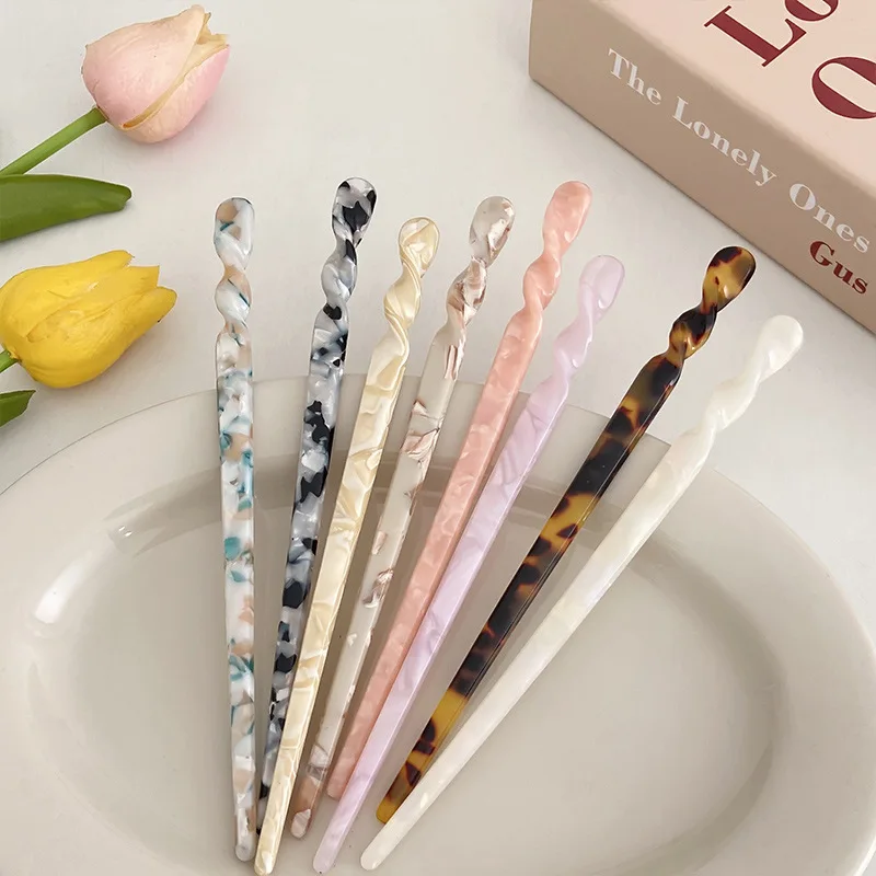 Vintage Chinese Style Acetate Resin Hair Sticks - Elegant Hairpins for Weddings & Special Occasions