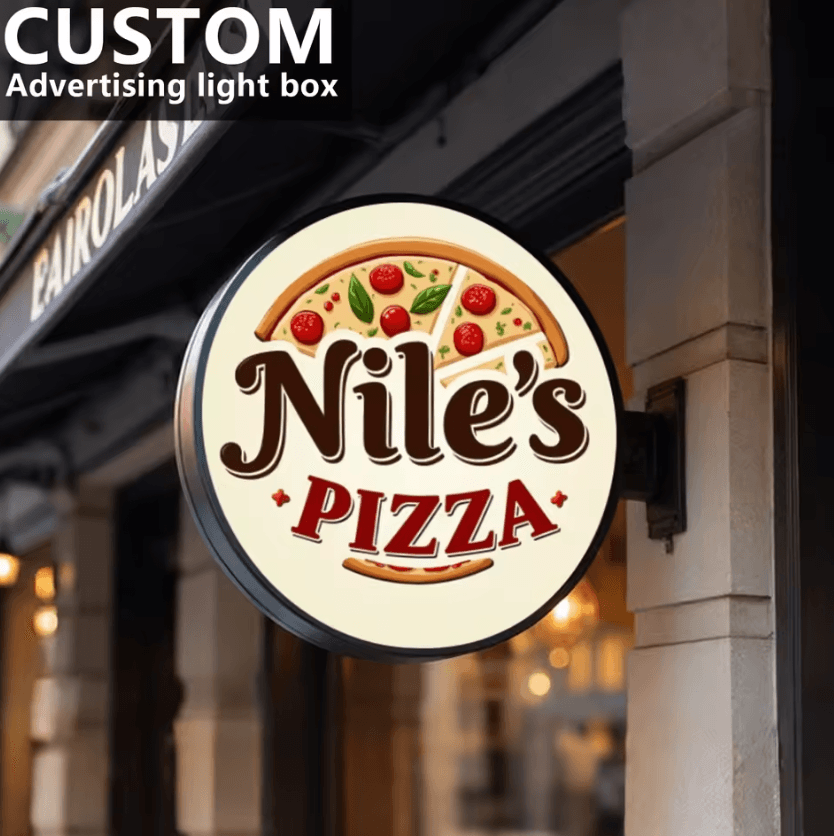 Custom Round LED Light Box Sign – Double-Sided Illuminated Business Logo Display