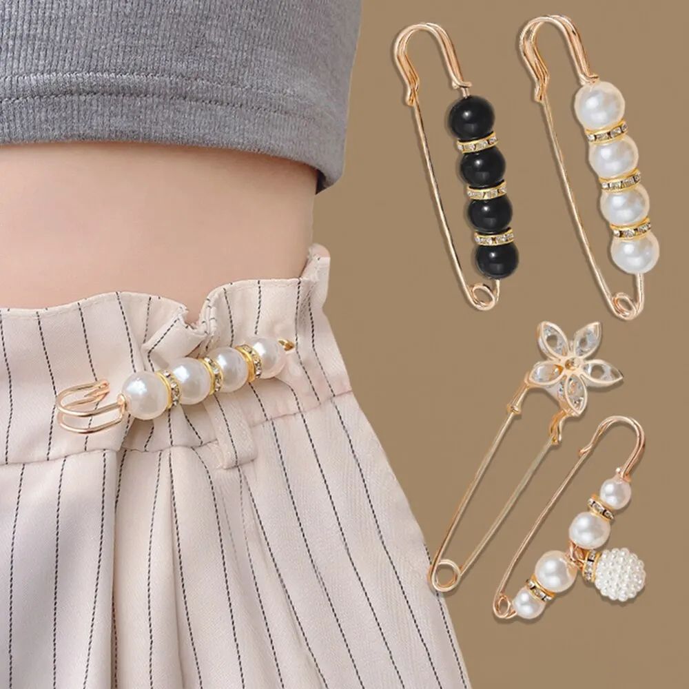 Pearl Brocade Waist Adjustment Buckle for Uniforms & Dresses – No-Sew Waist Extender Clip Decorative Belt Accessory