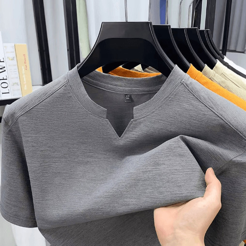 Mens V Neck T-Shirt Korean Style Lightweight Casual Summer Tee