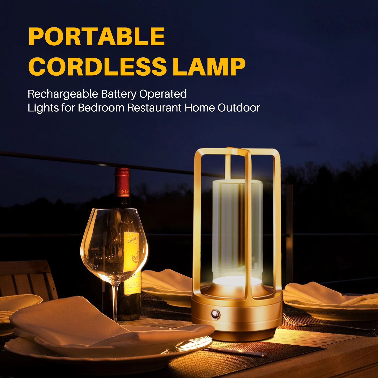 Rechargeable Cordless LED Table Lamp – Touch Dimmable 3 Color Bedside & Restaurant Desk Light