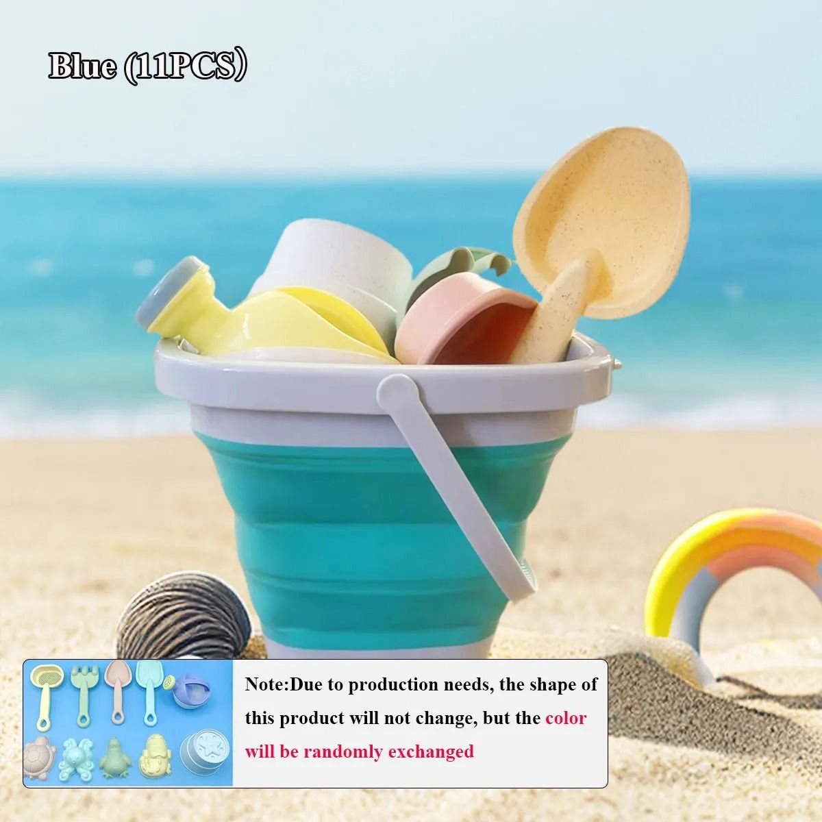 Kids Beach Sand and Water Play Set Folding Bucket Summer Toys