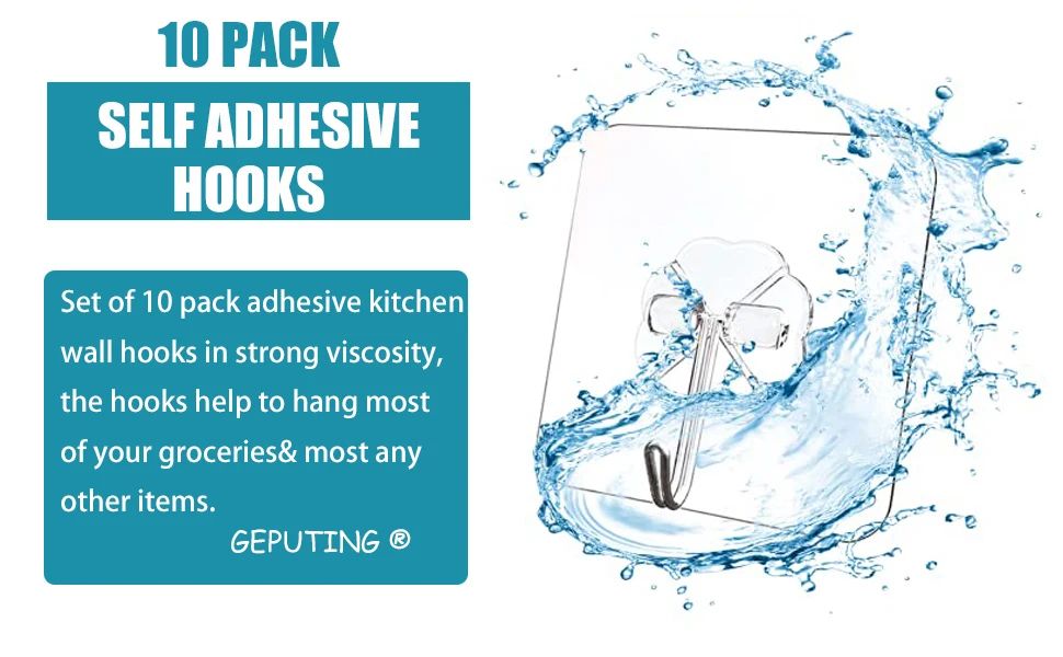Waterproof Self Adhesive Wall Hooks Heavy Duty Sticky Hooks