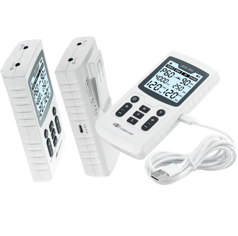 4-in-1 Electric Muscle Stimulator with TENS, EMS, Interferential and RUSS Modes