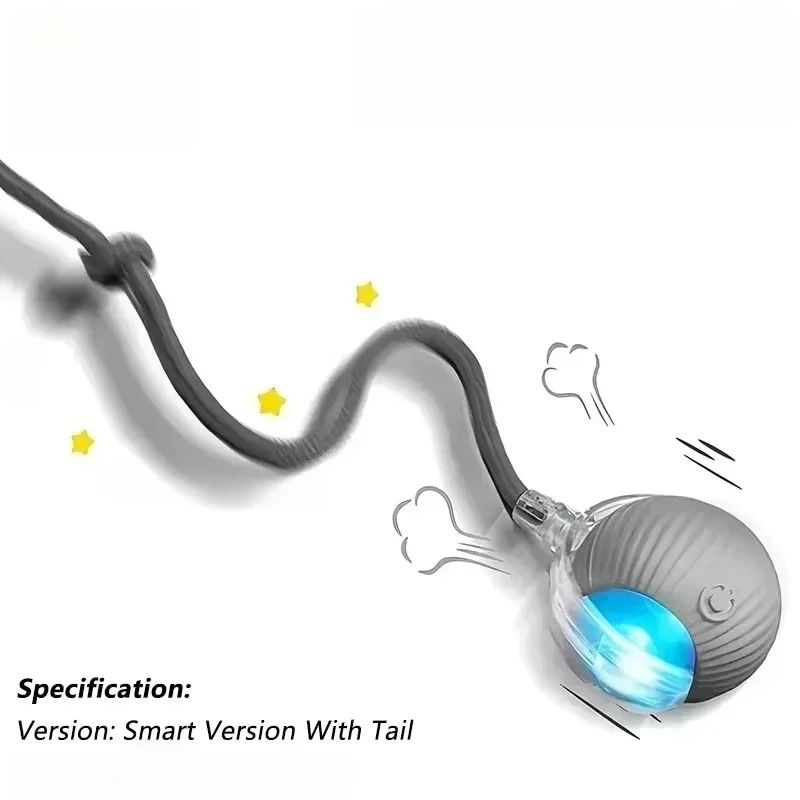 Smart Rolling Cat Ball with Tail Rechargeable Interactive Cat Toy