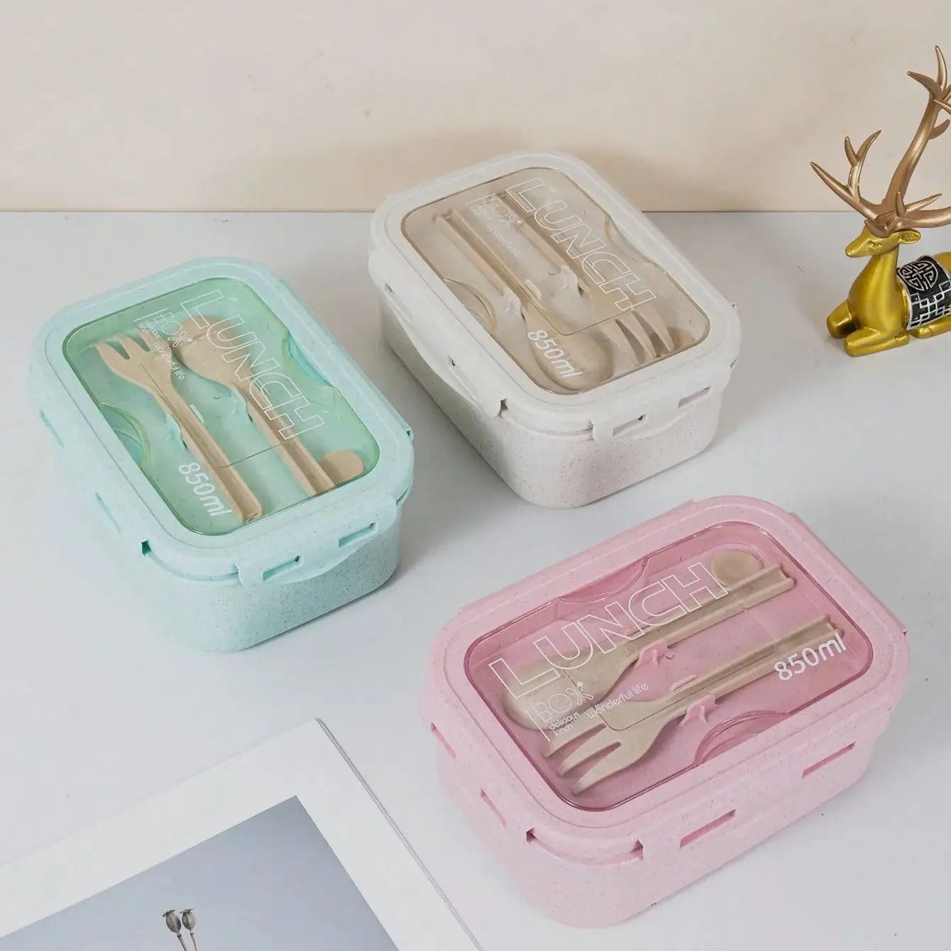 Microwave Safe Lunch Box with Tableware and Airtight Seal