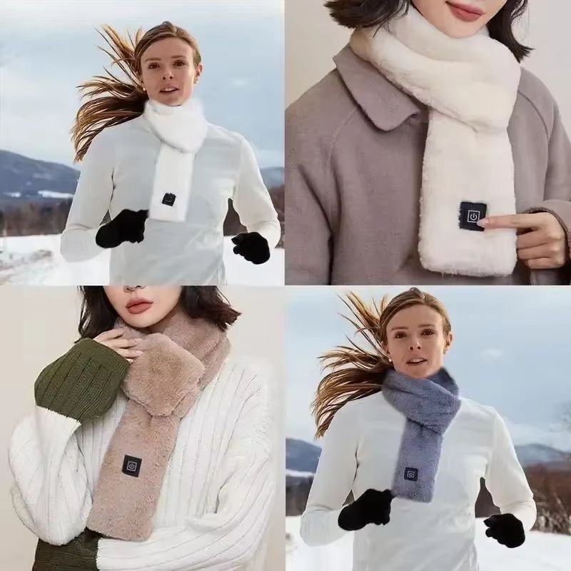 USB Heated Winter Scarf with 3-Gear Adjustable Temperature Control Neck Warmer for Men and Women