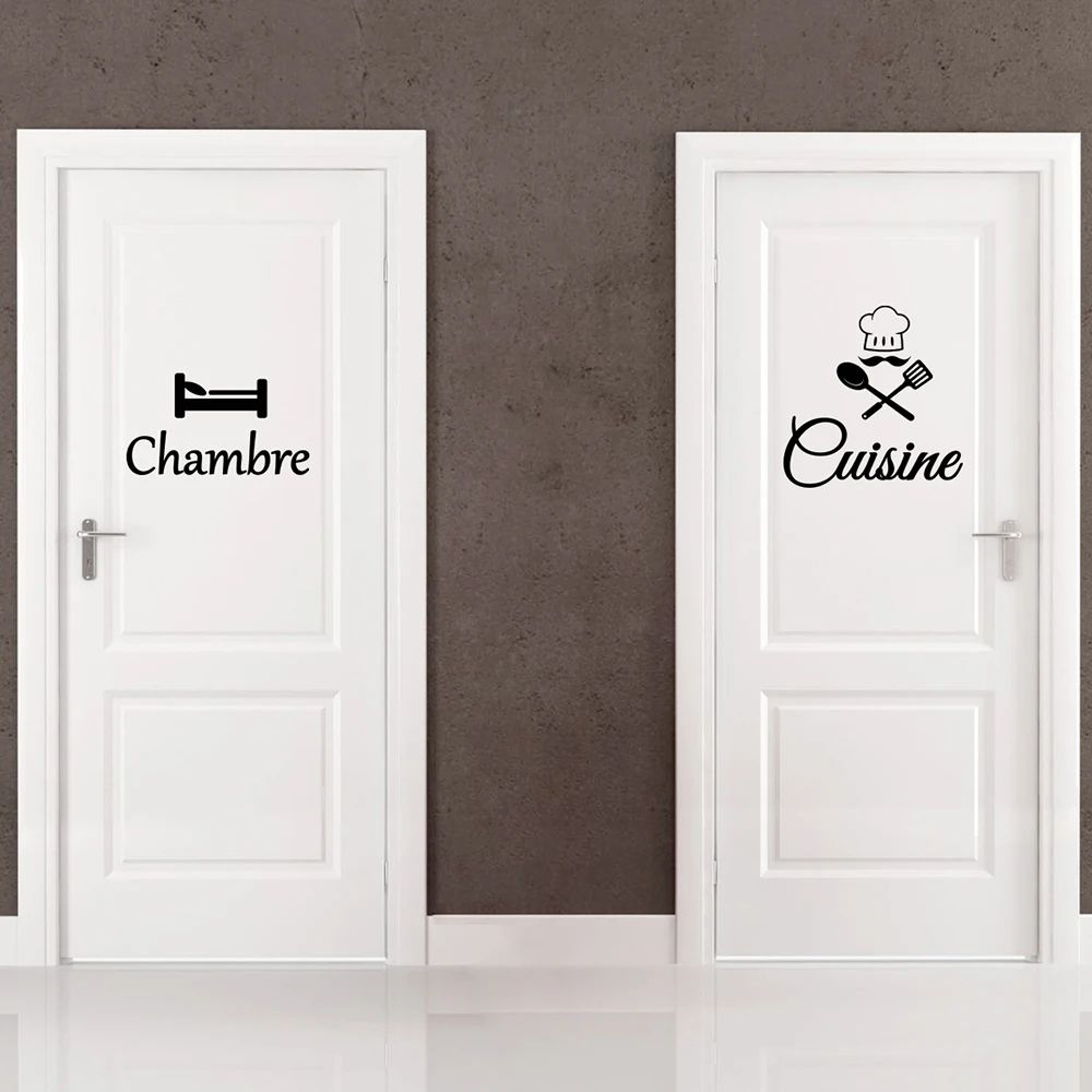 French Cuisine Door Sticker Decal – Chef Kitchen & Chambre Bedroom Vinyl Wall Decor