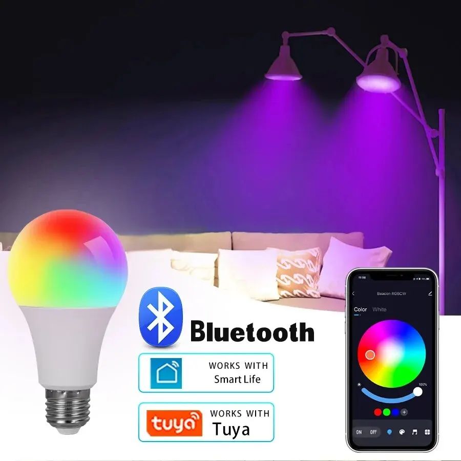 E27 Smart LED RGB Bulb 15W – Bluetooth App Control Dimmable Color Changing Light with Music Sync