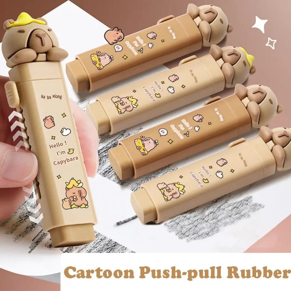 Kawaii Capybara Push-Pull Retractable Eraser | Replaceable Core Correction Tool