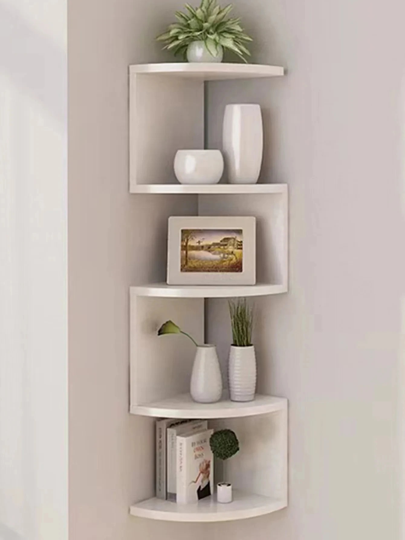 5-Layer Wooden Corner Shelf: Display Stand, Storage, Bookshelf, Plant Holder - Home & Kitchen Accessories