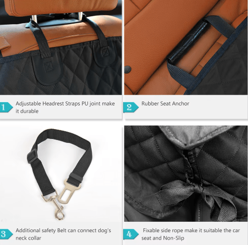 Waterproof Dog Car Seat Cover with Armrest-Compatible Design