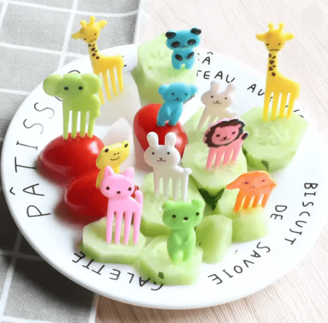 FunBite Animal Fruit Fork Picks 10 Piece Kids Bento Snack Set