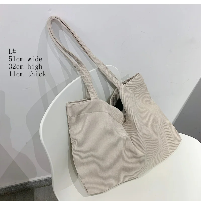 Corduroy Tote Bag for Women Large Capacity Shoulder Shopper Bag