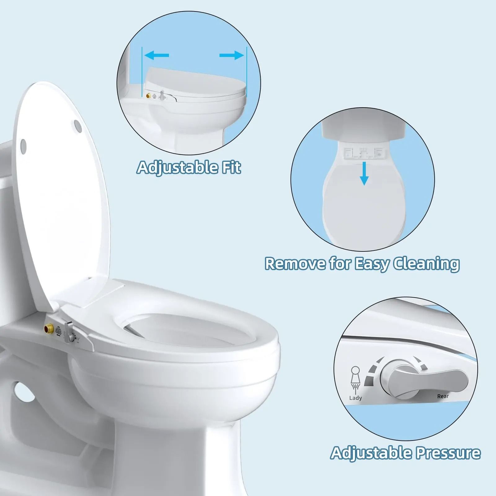 Elongated Bidet Toilet Seat with Slow-Close Technology