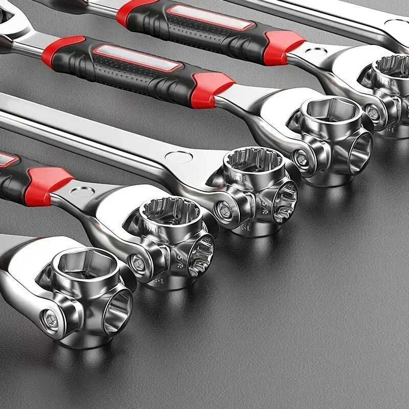 Universal Multi Functional Socket Wrench Set, with Non Slip Handle & Rotating Bone Design