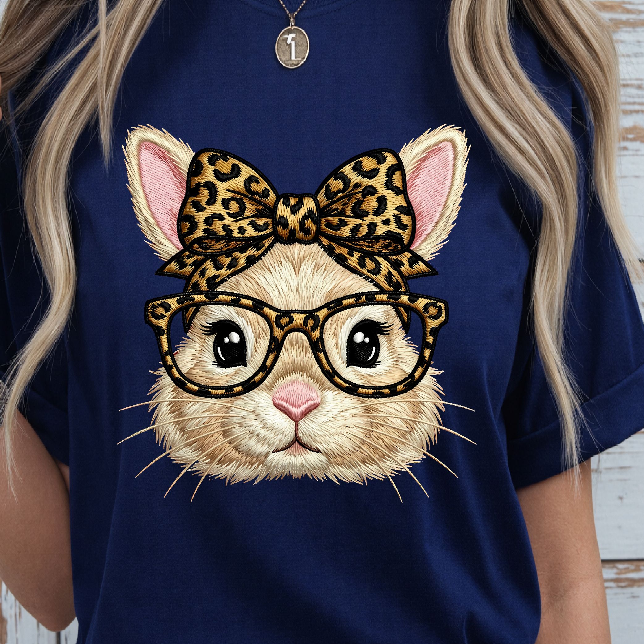 Bunny With Leopard Glasses Shirt, Cute Easter Bunny T-Shirt, Fun Animal Tee
