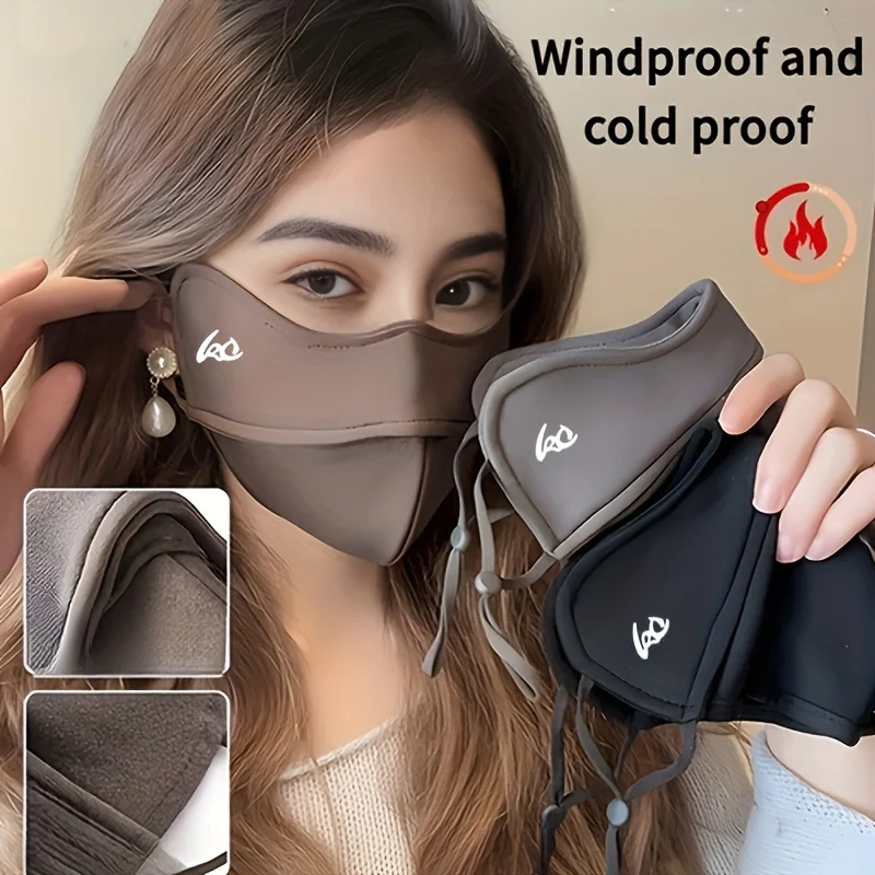 Womens Thick 3D Warmth Face Mask Cozy and Windproof with Ear Loops Nylon Hand Washable