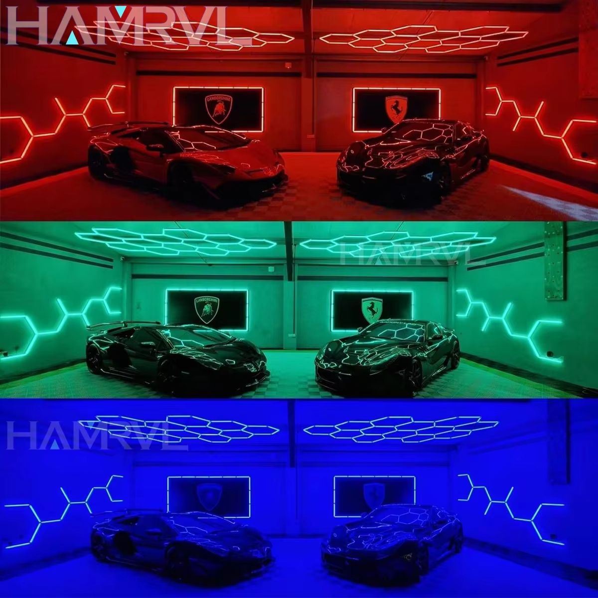 RGB Hexagon LED Garage Ceiling Light – Music Sync Panel Lighting for Gym, Game Room & Events