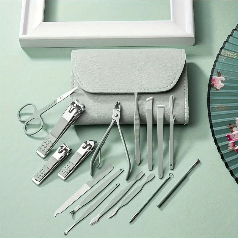 16-Piece Stainless Steel Manicure & Grooming Kit – Precision Nail Clippers & Cuticle Set with Luxury Travel Case