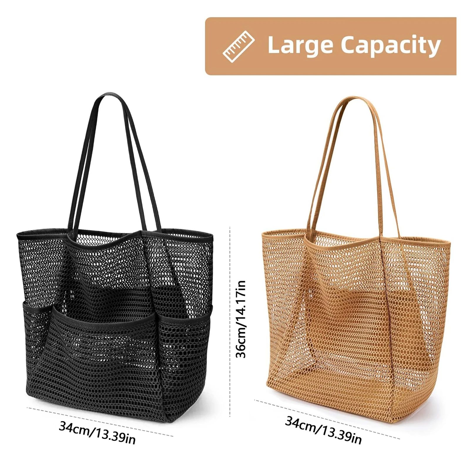 Large Mesh Beach Tote Shoulder Bag