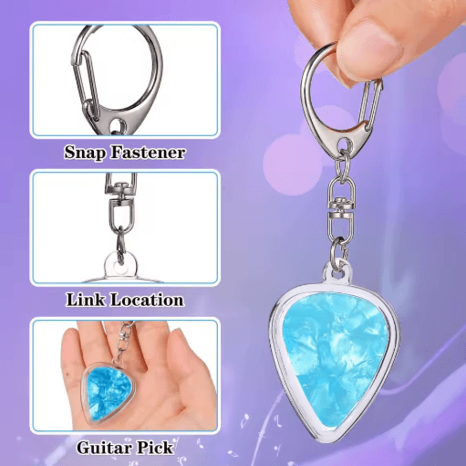 Heart Shaped Guitar Pick Holder Keychain Acrylic Pick Organizer with Secure Lid 1PC