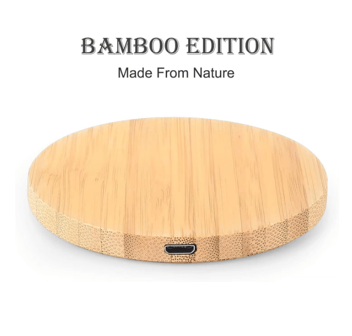 Bamboo Wood Wireless Charger 15W Fast Charging Pad