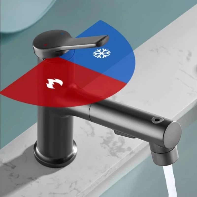 Modern Pull Out Bathroom Sink Faucet with Dual Mode Sprayer