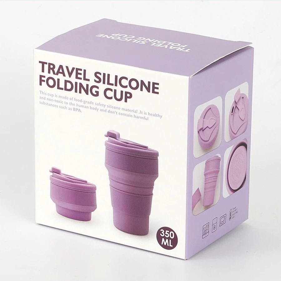 350ML Collapsible Cup Silicone Travel Cup Foldable Coffee Mug with Lid