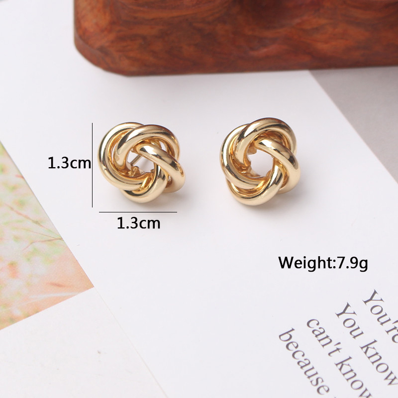 Tiny Metal Stud Earrings for Women, Gold Color Twist Round Earrings, Small Unusual Earrings, Fashion Jewellery