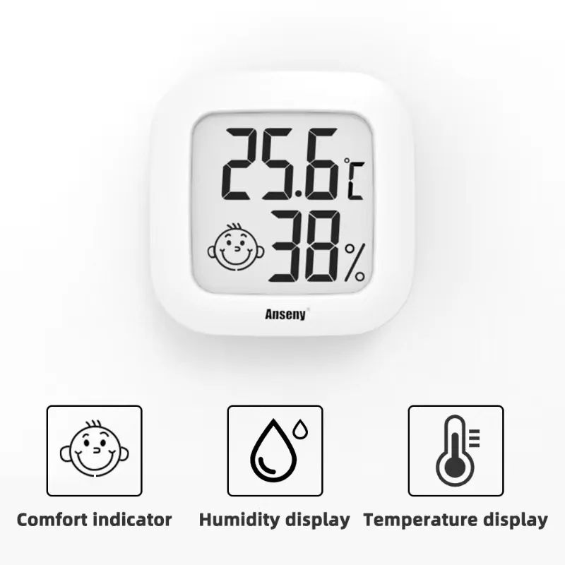 Digital LCD Thermometer Hygrometer – Mini Indoor Temperature & Humidity Monitor for Home