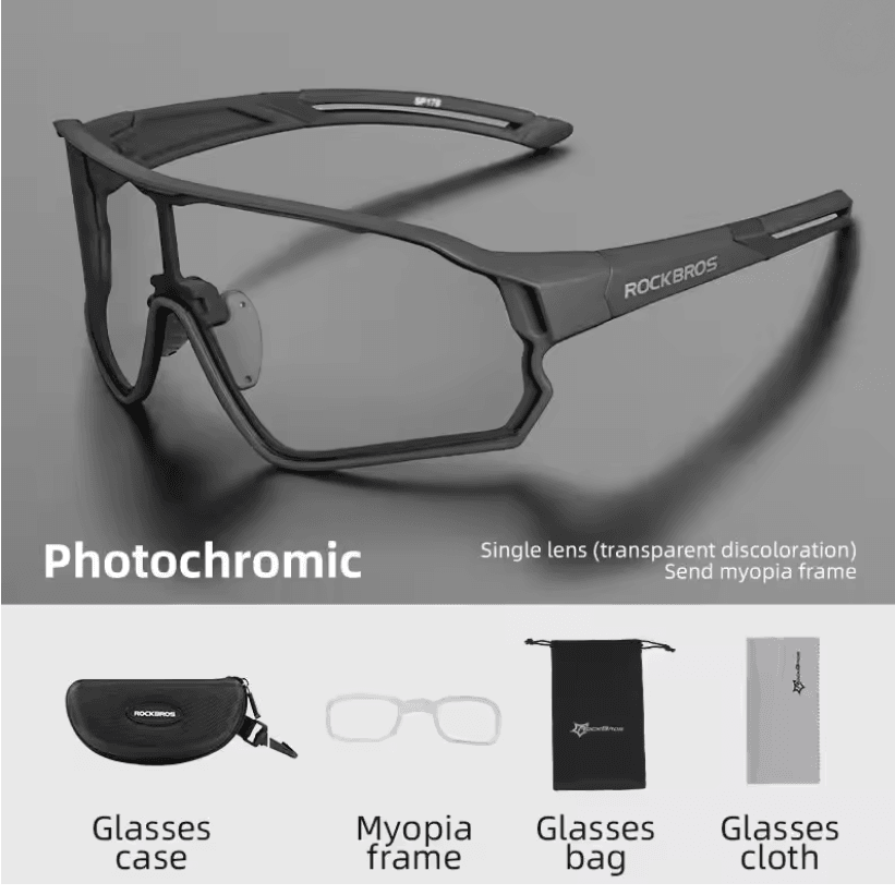 ROCKBROS Photochromic Cycling Glasses with UV400 Protection and Ultra-Light Frame